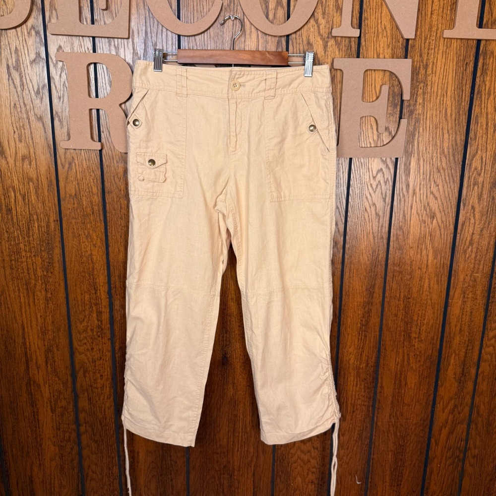 American Living Cargo Pants Womens 6 Tan Y2K Preppy Streetwear Skater Boho Capri